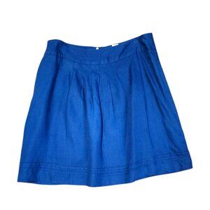 JAKES 100%‎ Linen A-Line Skirt Blue Pleated Short skirt Size 44